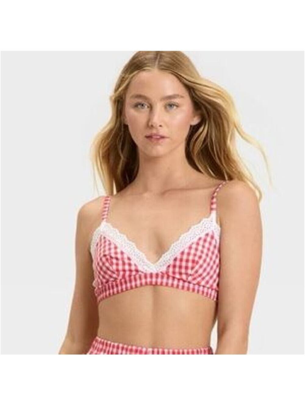 Colsie NWT Women's Red Gingham Unlined Bralette Size XL